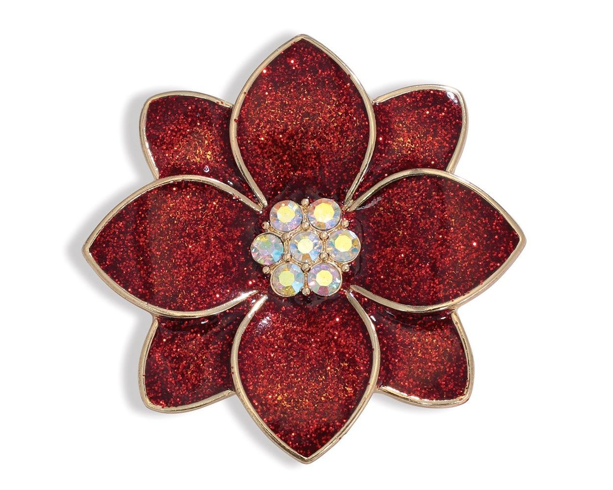 Poinsettia with Crystals Pin