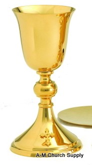 24K Gold Plated Chalice w/Paten