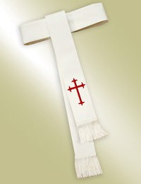 Cassock Cincture - White w/Red Cross