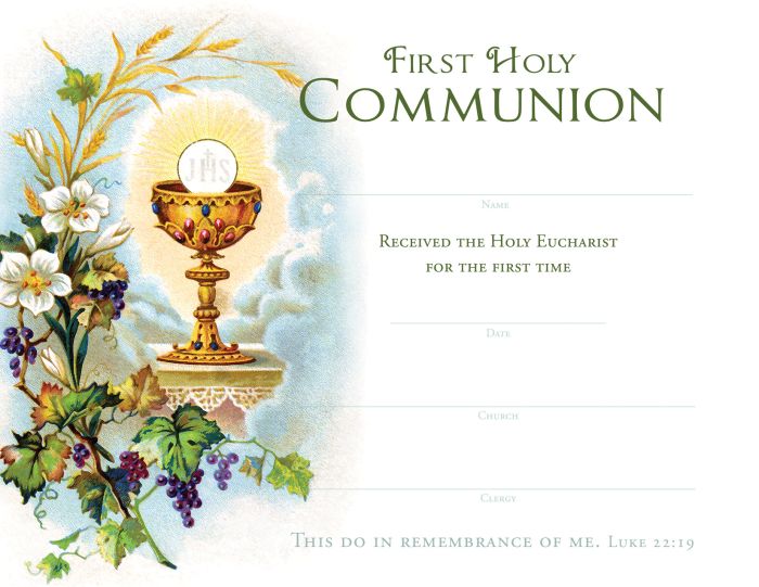 First Holy Communion Certificate