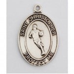 St. Christopher Sterling Silver Basketball Medal w/24" Chain - Boxed