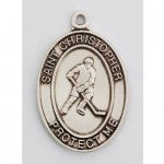 St. Christopher Sterling Silver Hockey Medal w/24” Chain – Boxed