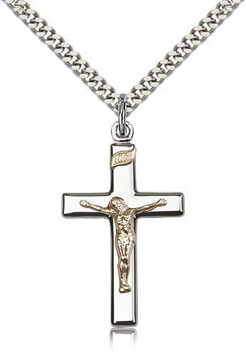 Two-Tone GF/SS Crucifix Pendant