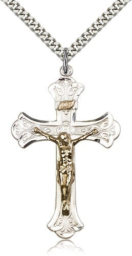 Two-Tone GF/SS Crucifix Pendant