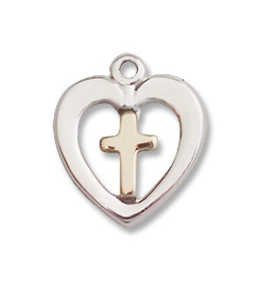 Two-Tone GF/SS Heart / Cross Pendant