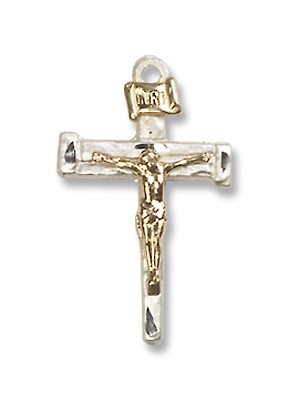 Two-Tone GF/SS Nail Crucifix Pendant