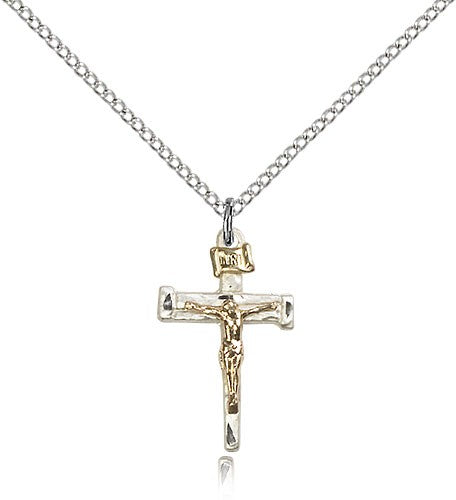 Two-Tone GF/SS Nail Crucifix Pendant