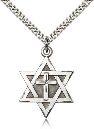 Star of David w/Cross Sterling Silver Pendant