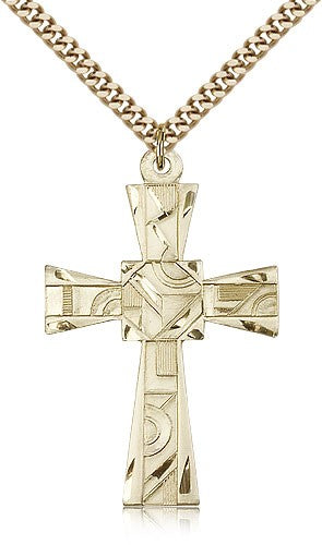 Gold Filled Mosaic Cross Pendant