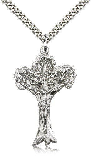 Sterling Silver Tree of Life Crucifix Pendant