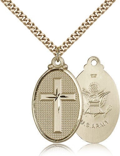 Army w/Cross Gold Filled Pendant