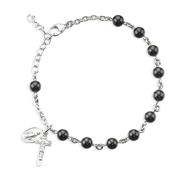 6mm Black Onyx Rosary Bracelet - Boxed