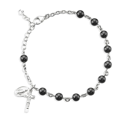 6mm Black Onyx Rosary Bracelet - Boxed