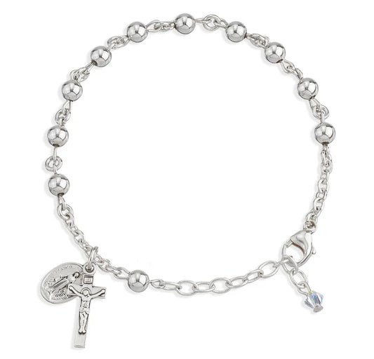 5mm Sterling Silver Rosary Bracelet - Boxed