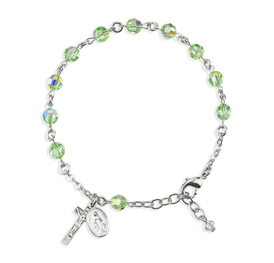 6mm Swarovski Crystallite Sterling Silver Rosary Bracelet - Boxed