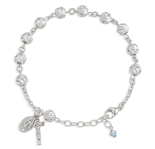 7mm Frosted Swirl Sterling Silver Bracelet - Boxed