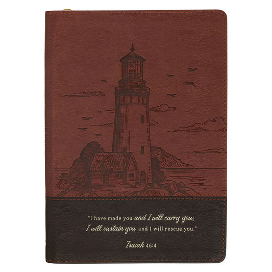 I Have Made You Two-tone Brown Faux Leather Journal with Zipper Closure - Isaiah 46:4