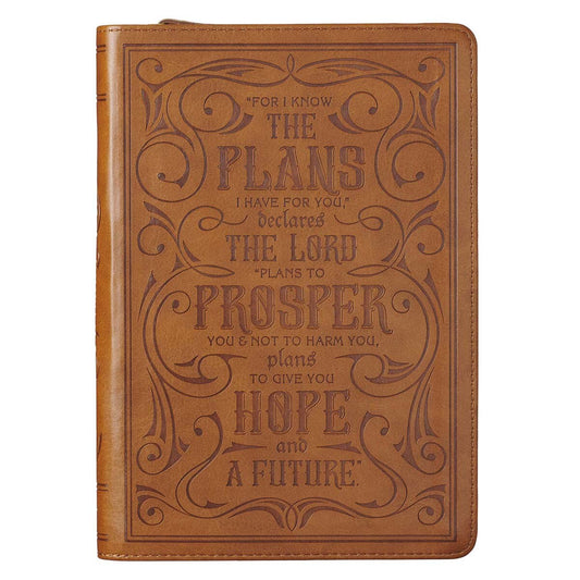 I Know the Plans Saddle Tan Faux Leather Journal
